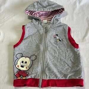 Disney - Gray and Red Mickey Mouse Kids Hoodie Vest